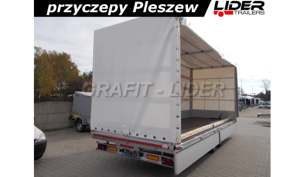 LT-077 przyczepa + plandeka 660x220x260cm, spedycyjna przyczepa ciężarowa, towarowa, 2 osiowa, DMC 3500kg